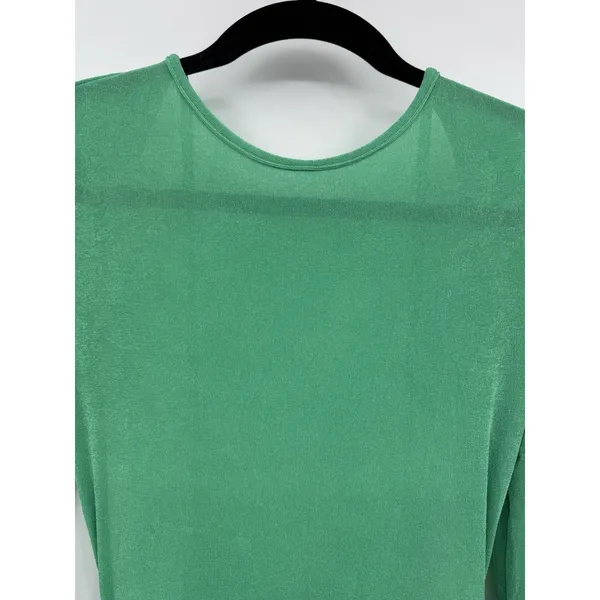 Dramatic Cowl-Neck Draped Back Maxi Dress Medium Green Long Sleeve Formal Sexy - Image 5