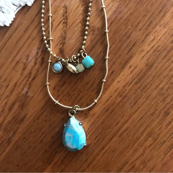 Faux Gold and Turquoise Linked Adjustable Layering Necklaces - Image 2