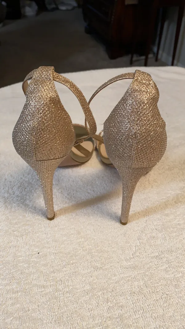 Didifu glitter gold stiletto ankle strap heels Sz 8.5 - Image 5