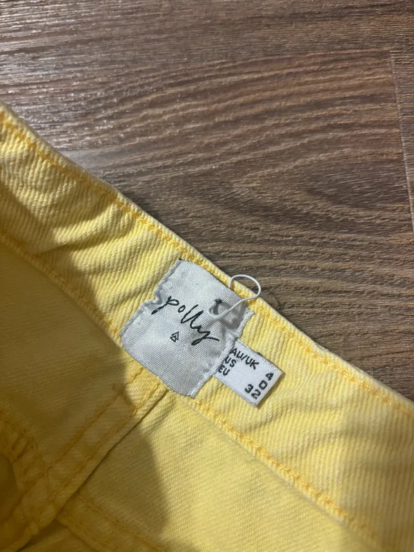 Yellow Denim Mini Skirt Size 0 - Image 3