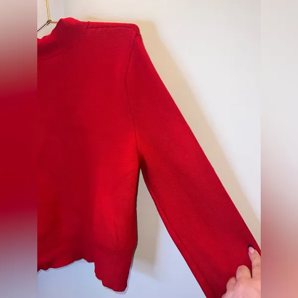 Abercrombie & Fitch Red Mock‎ Neck Heavy Knit Sweater Size L - Image 3
