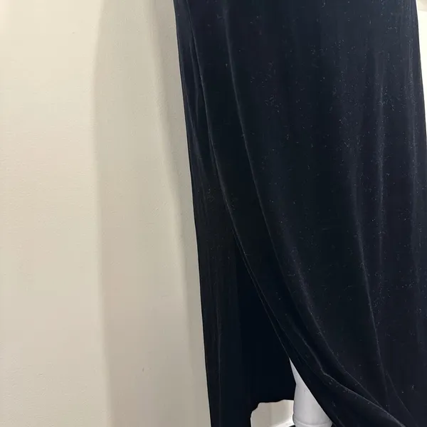 Y2K 90s My Michelle Black Velvet Maxi Dress Sleeveless Boat Neck S Goth Witchy - Image 6