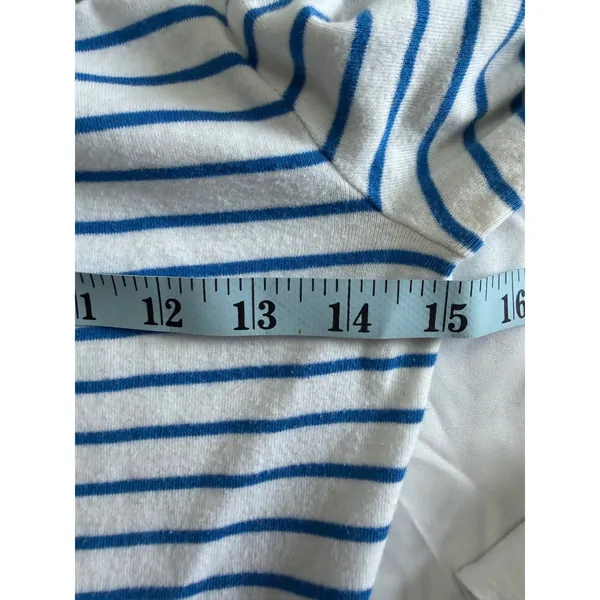 Lauren Ralph Lauren Striped Lace Yoke Dress Blue White Nautical Cotton Sheath M - Image 5