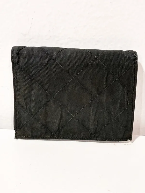 PRADA BLACK Quilted NYLON & Leather WALLET Snap Closure Made in Italy - Image 8
