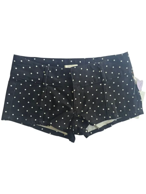 Polka Dot Black White Waistband With Belt Loops Low Rise shorts Women Size M - Image 3