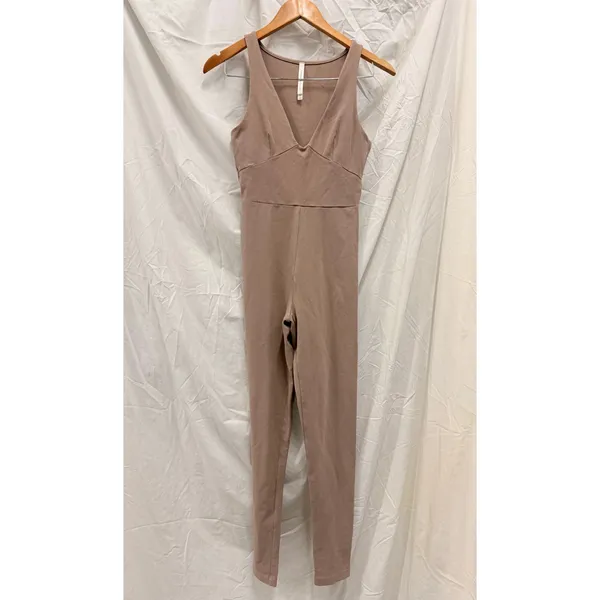 Aritzia Babaton Contour V-Neck‎ Jumpsuit in Nude Beige Small Kim K Kardashian - Image 3