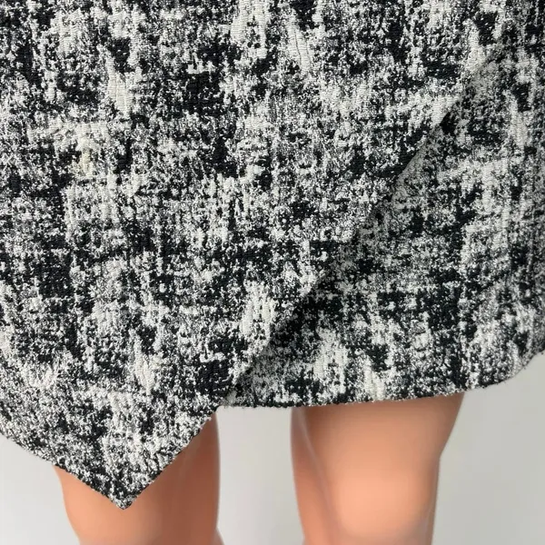 FRNCH Black Assymetrical Wrap Woven Tweed Straight Pencil Mini Skirt Size S - Image 6