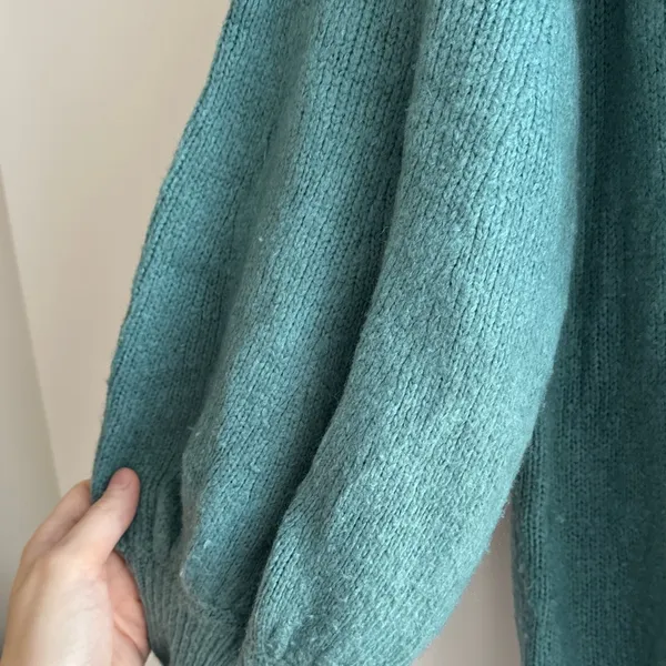 Express Teal Cowlneck Balloon Sleeve Sweater, Size Large - Image 14