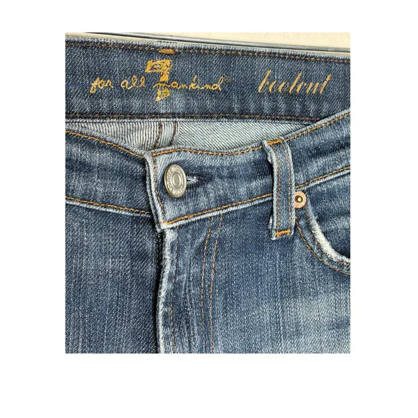 Y2K 7 For All Mankind Bootcut Jeans 28 Low Rise Distressed Medium Wash - Image 6