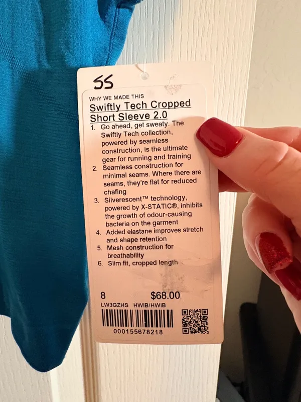 Lululemon Swiftly Tech Cropped Short-Sleeve Shirt 2.0 Hawaiian Blue - Image 4