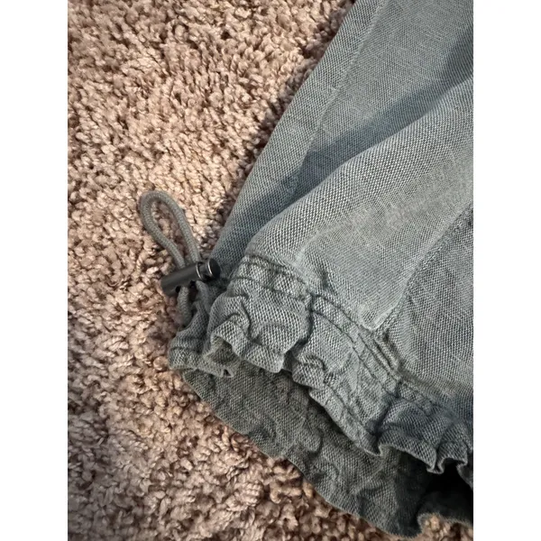 C&C California Linen Blend Jogger Pants Women's Small Green Pull On‎ Ankle Tie - Image 2