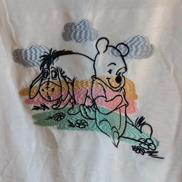 Disney Winnie the Pooh Eeyore‎ Embroidered White T-Shirt XL - Image 2