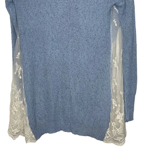 Altar'd State Cardigan Sweater Size Small Blue With White‎ Floral Lace Sides - Image 8