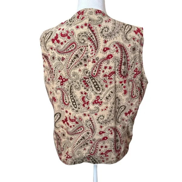 Vtg Ruff Hewn Corduroy Paisley Vest Large 90s Academia Boho Artsy Earthy Neutral - Image 4
