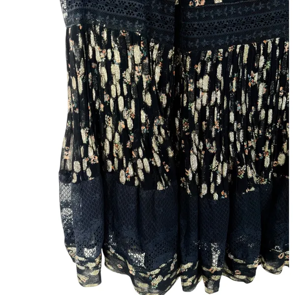NWT Anthropologie Maeve V-Neck Lurex Tiered Mini Dress Navy Metallic Size Medium - Image 10