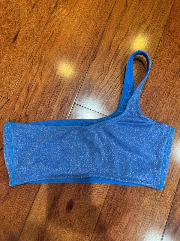 TRIANGL marina sparkle blue bikini top one shoulder size large - Image 3
