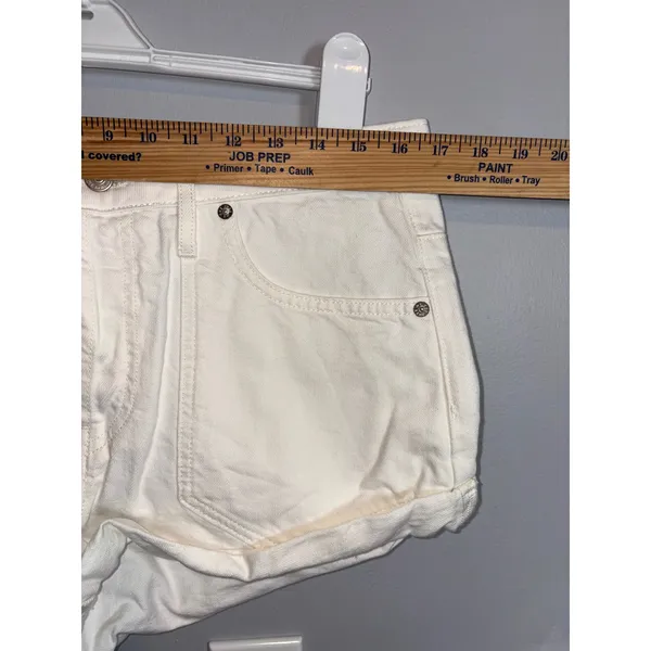 We The Free Free People White Utility roll cuff Denim Short Shorts Button Fly 30 - Image 2