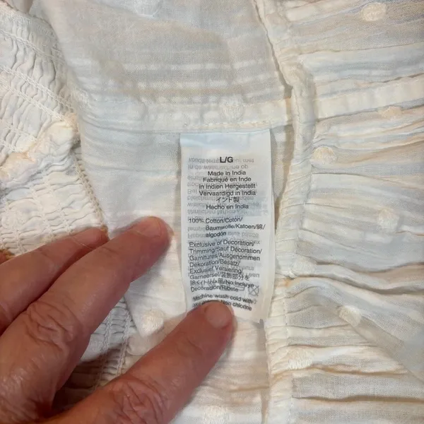 J Crew Tiered Smocked Mini Skirt‎ Large White Floral Boho European - Image 7