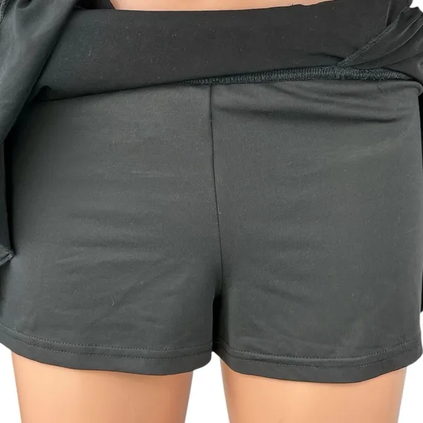 Tiger Mist Black Ruched Ruffle Layered Tiered Stretch Mini A-line Skort Skirt S - Image 4