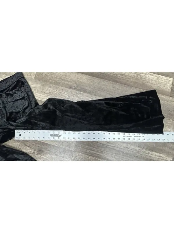 Halara Velvet straight Leg Pants Small Black Front Pockets High Waisted Pull On - Image 7