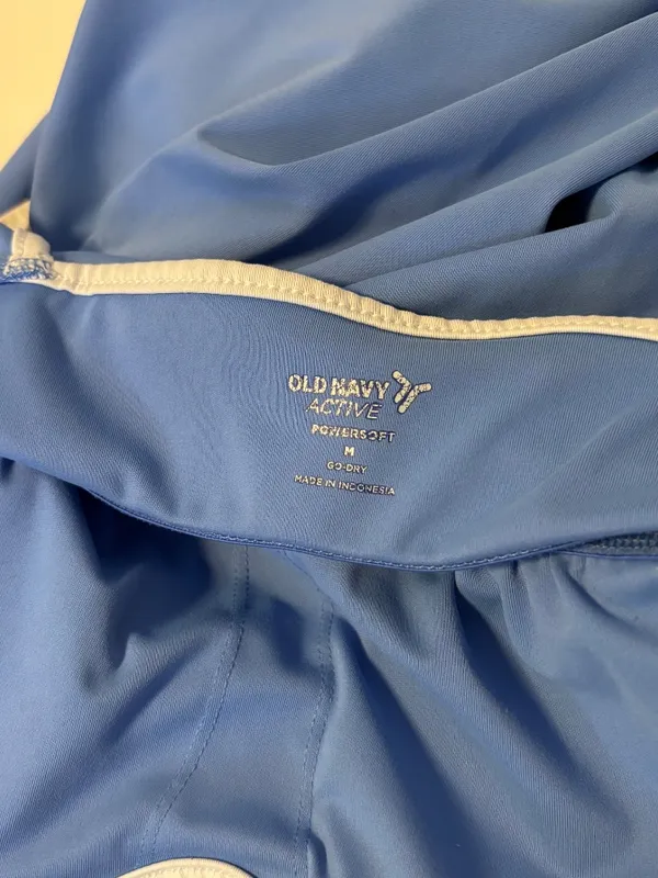 Old Navy Active Padded Workout Cut Out Skort Dress Blue White Trim Womens Medium - Image 4