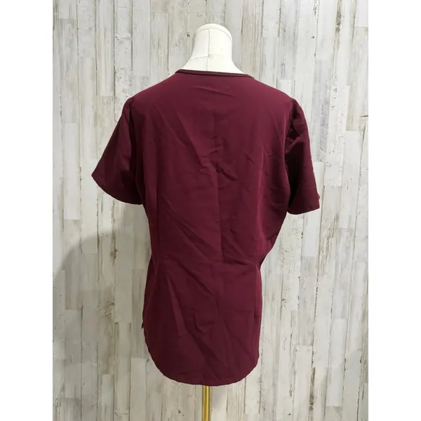 Figs Women's Casma V-Neck Scrub Top Burgundy‎ Medium Short Sleeve Workwear - Image 4