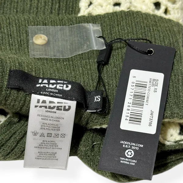 JADED LONDON Akio Knitted Corset Top, Olive, XS - Image 9