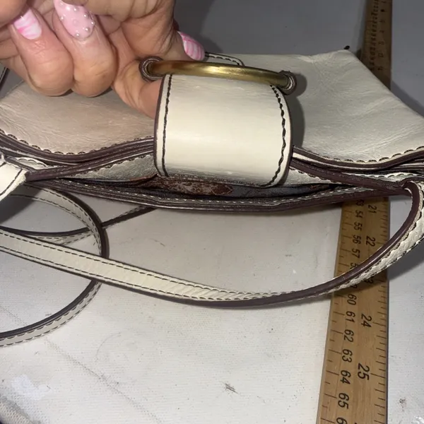 HOBO Mini Elan White Leather Small Minimalist Boho Western Crossbody Bag Purse - Image 11