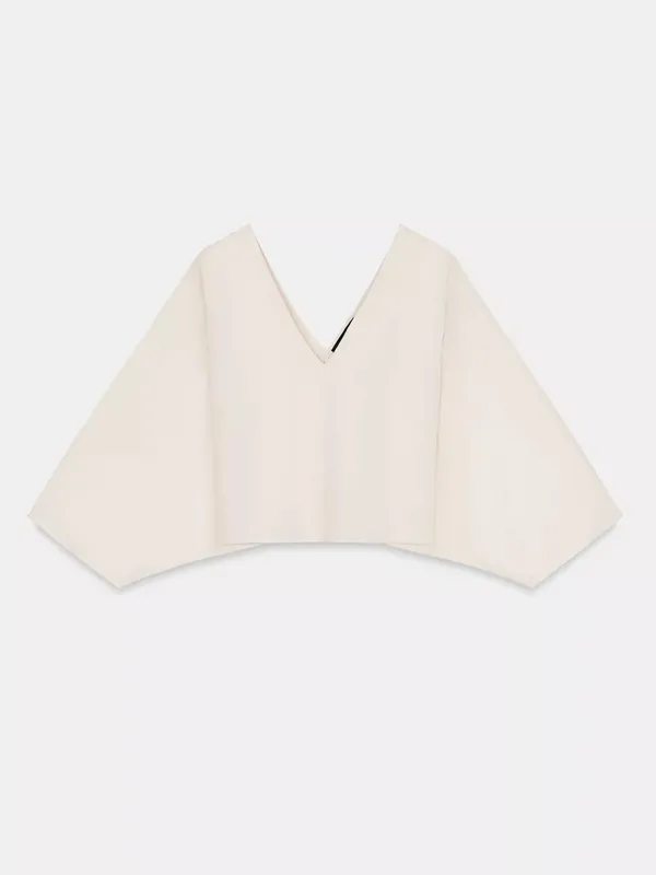 Zara NWT SET Cream V-Neck Balloon Sleeve Top & Skirt - Image 14
