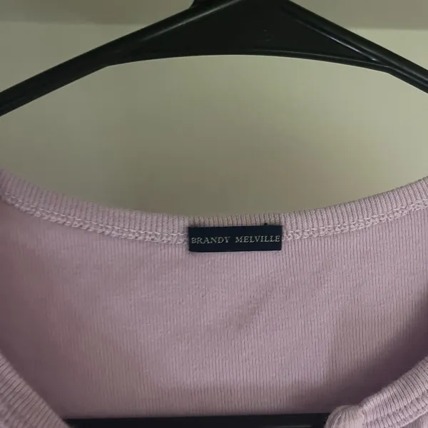 Brandy Melville Pink Fitted Polo Crop Tee - Image 2