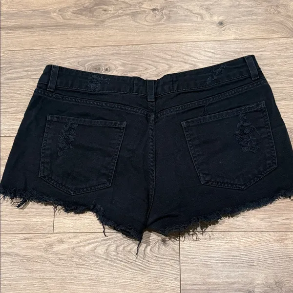 POOL JEANS Colors Black Jean Shorts Multicolor Embroidery Boho Festival Size 8 - Image 3