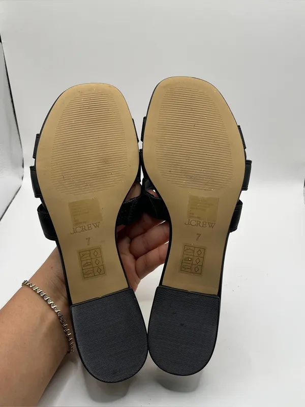 J.Crew Bit Slide Sandals in black slip on polished gold-tone horsebit size 7 - Image 7