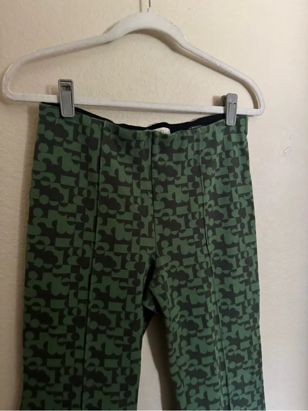Maeve The Margot Kick-Flare Cropped Pants Sz Small Green Grey Funky Teacher - Image 5