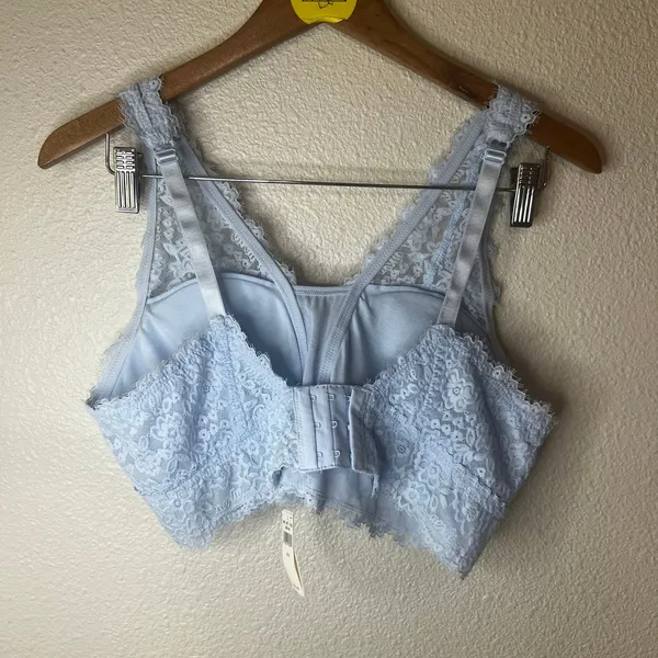 Aerie light blue lace V neckline plunge bralette NEW XL - Image 5