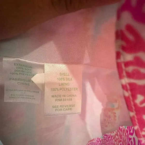 Lilly Pulitzer 100% Silk Small Mid Thigh Pink Seashell Border Print Shift Dress - Image 7