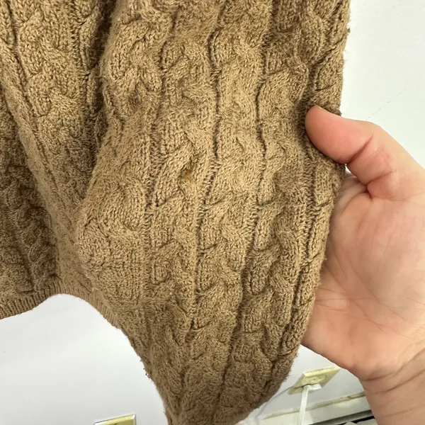 Talbots Cableknit Sweater Womens Small Brown Fisherman Quiet Luxury Old‎ Money - Image 4