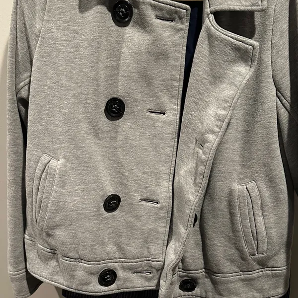 American Eagle Outfitters‎ XL Vintage Y2K Fleece Light Gray Peacoat - Image 5