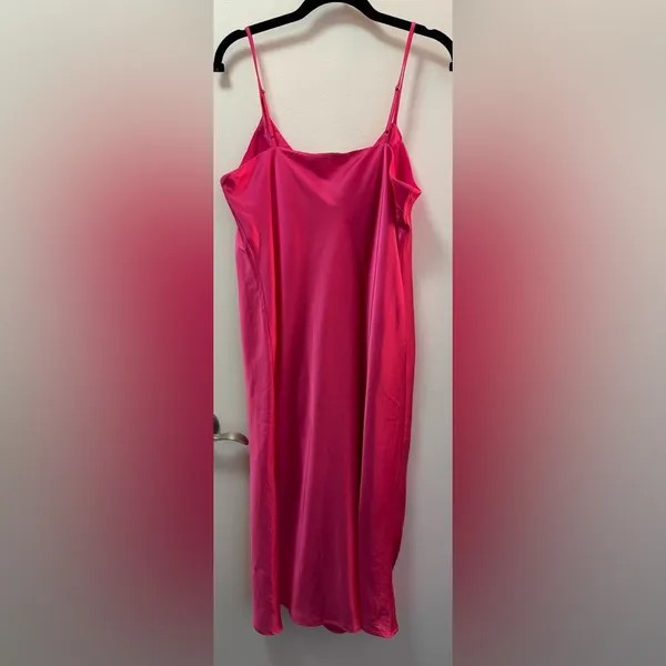 Lucky Brand Pink Silk Slip Dress | Feminine Midi Dress - Image 2