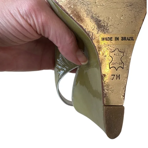 Tory Burch Ella Wedge‎ Slingback Peep Toe Patent Sandals 7 - Image 15