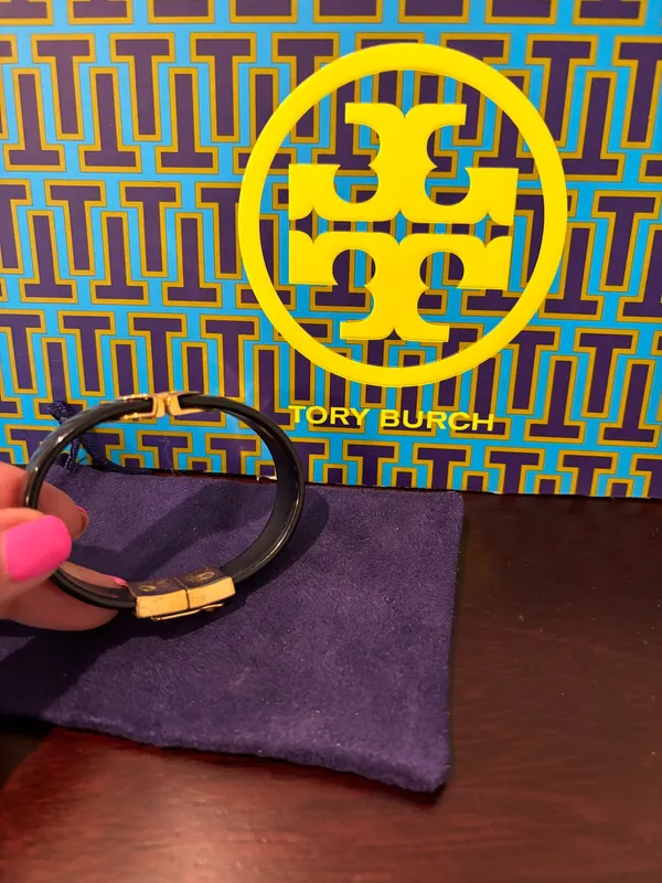 Tory Burch Black Resin Cuff Bracelet - Image 3