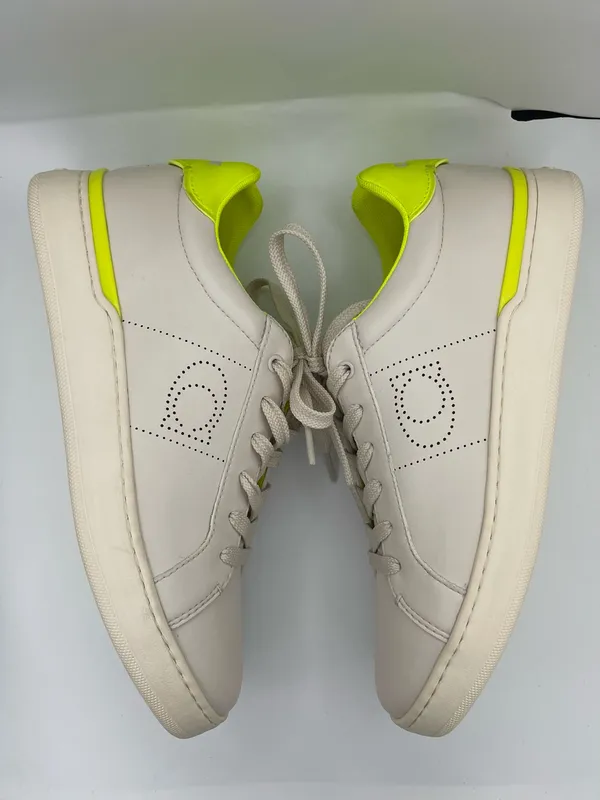 Coach lowline low top leather women’s sneakers G5040 light beige/neon green - Image 9