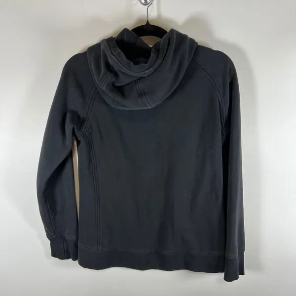 Lululemon‎ Scuba Hoodie Pullover Funnel Neck Black Fleece Size 4 Raglan Sleeve - Image 5