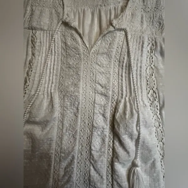 Lucky Brand White Sleeveless Casual Open Lace Panels crochet Top nwot - Image 3