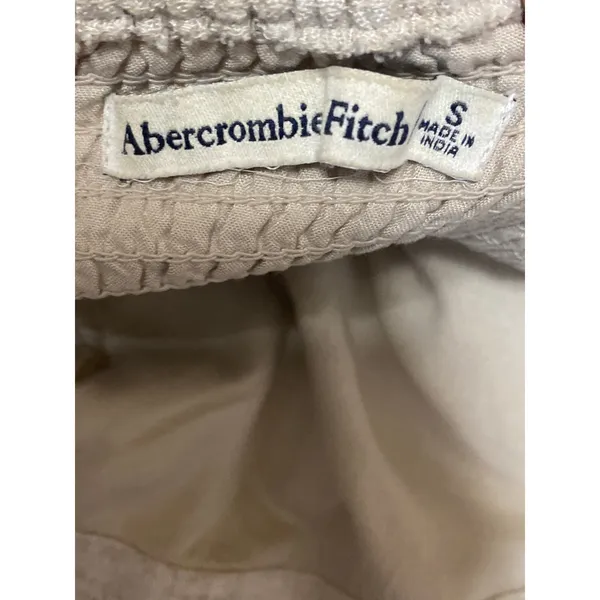 Abercrombie & Fitch Beige Linen Short Puff Sleeve Square Neck ALine Mini Dress S - Image 5
