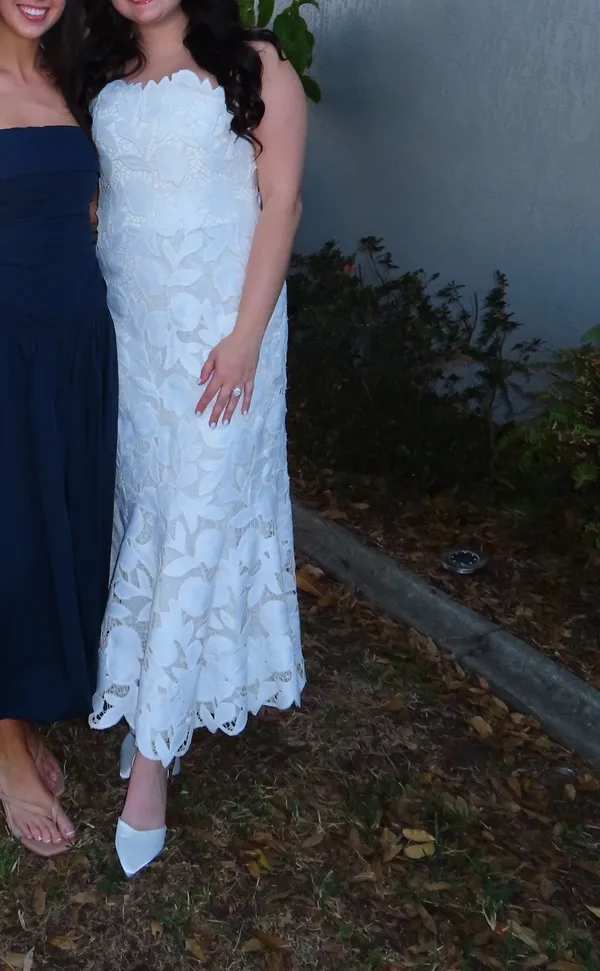 SIMKHAI Valletta Strapless Embroidered White Dress - Image 4