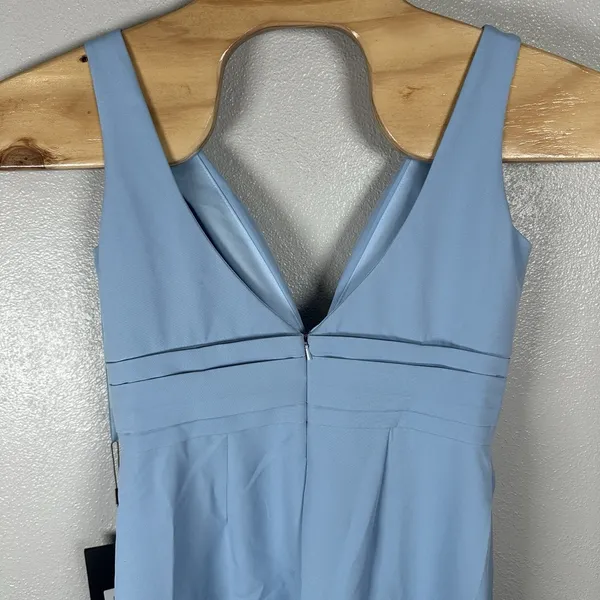 NEW Ieena Mac Duggal Formal Gown Midi Tea Length Dress 8 Dusty Blue Sleeveless - Image 5