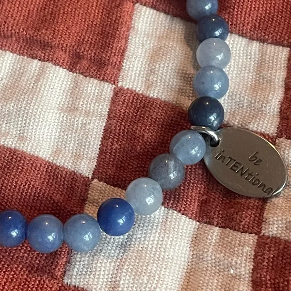 Blue Beaded Bracelet with Inspirational Charm Be Intentional - Image 4