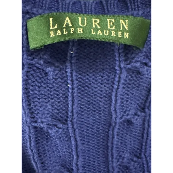 Lauren Ralph Lauren Royal Blue Cable Knit‎ V Neck Tunic Sweater Women's Size XL - Image 7