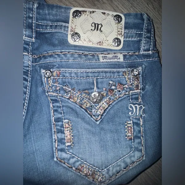 Miss Me Signature Skinny rhinestone embellishments denim low waist jeans 26 - Image 2