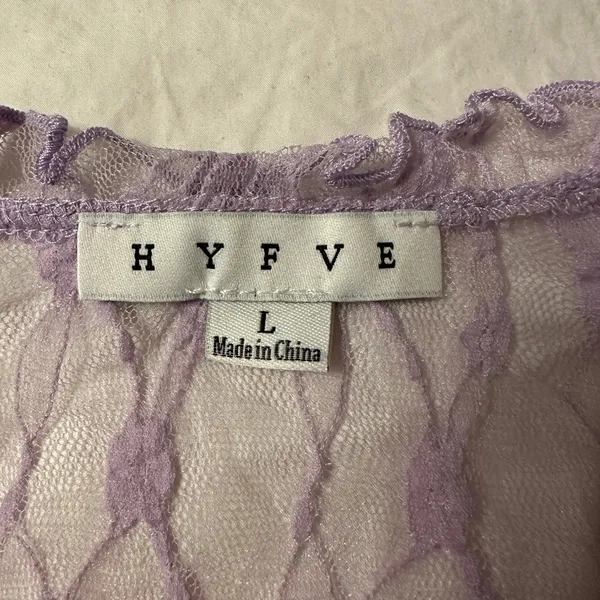 Hyfve Lace Short Sleeve Cropped Top in Lavender - NWOT - Size L - Image 9
